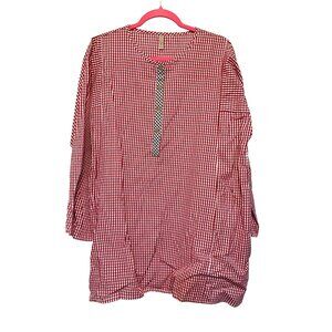 Embellish Red & White Checkered Long Sleeve Tunic Top W/ Pockets Size XL Cotton